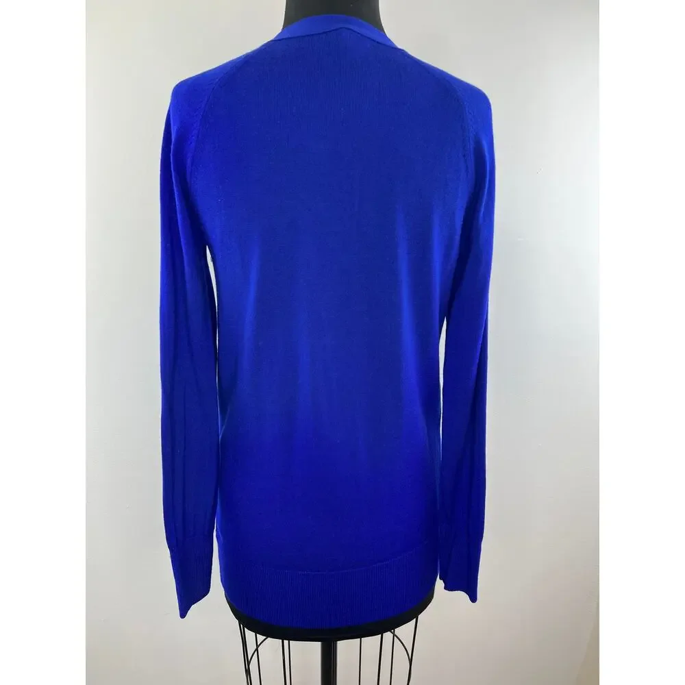 J. Crew Royal Blue Button Down Classic Merino Wool Long Cardigan Sweater Sz S